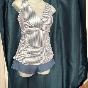 Source Unknown Striped Swim Top with Blue Bottoms
